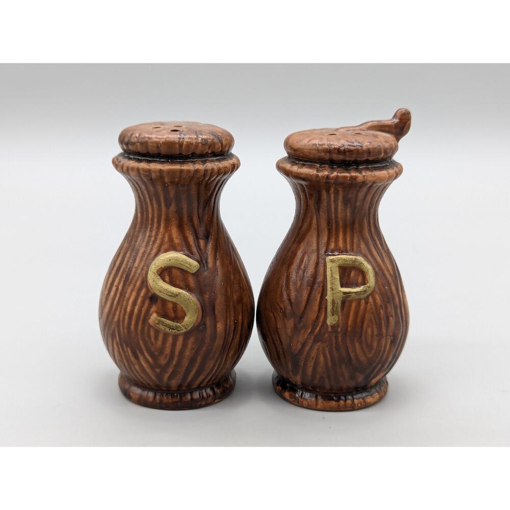 Vintage 3.25" Japan Ceramic Brown Glazed Salt & Pepper Shakers Set 50/125